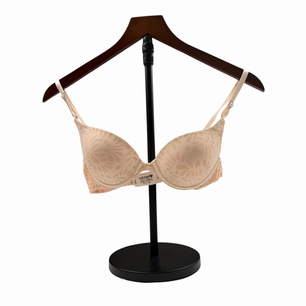 Pink Floral Burnout Underwire Demi Push-up Bra 34B Sexy‎ NWOT